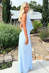 Mirella Plunge Halter Neck Maxi Dress - Blue