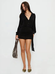 Lynton Long Sleeve Shirt Mini Dress Black