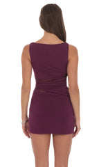 Lace Cutout Bodycon Dress in Plum