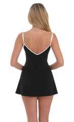Outline Front Tie Dress in Black