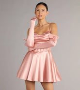 Juliette Satin Corset Short Dress With Gloves