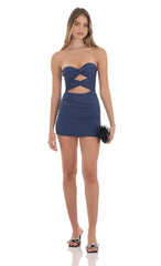 Double Twist Cutout Dress in Navy