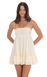 Chiffon Babydoll Dress in Cream