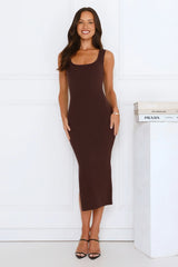 Easy Does It Knit Midi Dress Brown