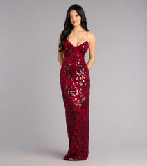 Mollie Sequin Bead Column Formal Dress