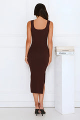 Easy Does It Knit Midi Dress Brown