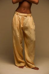 Sheveta The Ivy Wide-Leg Linen Trousers - Mango Creme