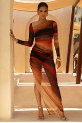 Barzilio | Ombre Long-Sleeve Bodycon Maxi Dress
