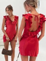 Butacup Frill Mini Dress Red