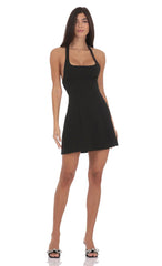 Strappy Halter Dress in Black