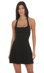 Strappy Halter Dress in Black
