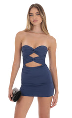 Double Twist Cutout Dress in Navy