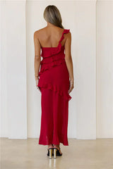 Out Late Look Great One Shoulder Maxi Dress Red