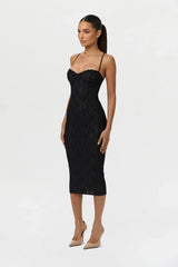 Stretch Lace Midi Dress