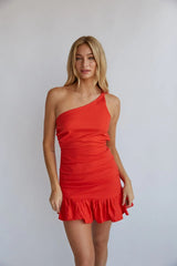 Athena Ruched One Shoulder Mini Dress