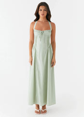 Olenna Halterneck Midi Dress - Sage