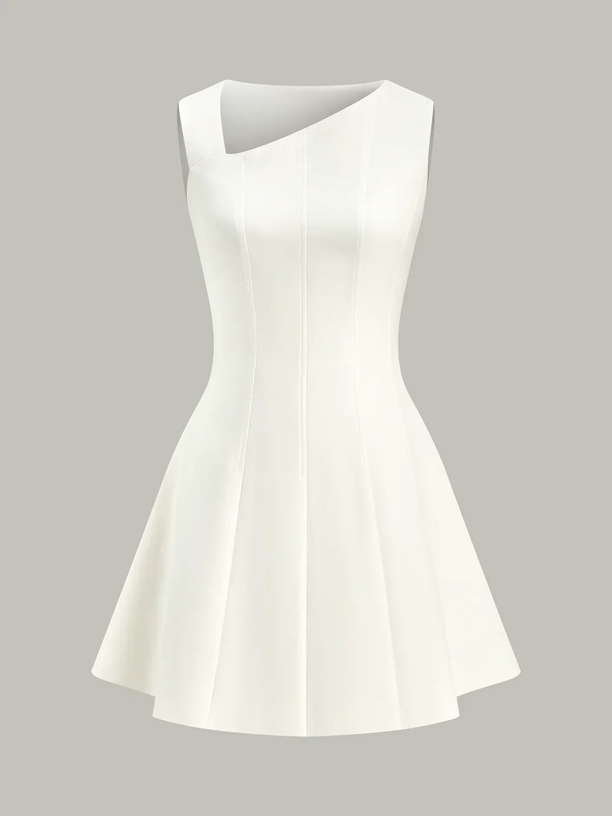 Asymmetric Neckline Flare Dress