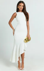 Luiza Midi Dress - Ruffle Hem Corset Back Dress in White