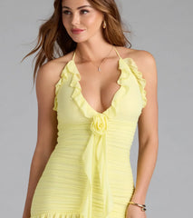 Talkin' Flirty Halter Floral Bodycon Mini Dress
