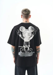 T-shirt oversize Hallstarz « Usual Suspects » Mickey Mouse – imprimé cartoon dos
