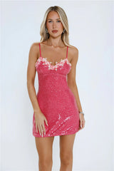 Under Manhattan Stars Sequin Mini Dress Pink