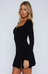 Round My Head Long Sleeve Mini Dress Black