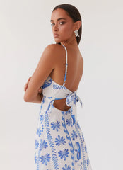 Flora Linen Maxi Dress - Floral Wave