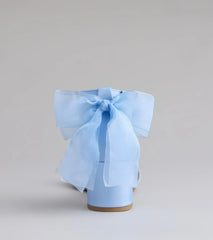 So Pretty Chiffon Bow Satin Block Heels