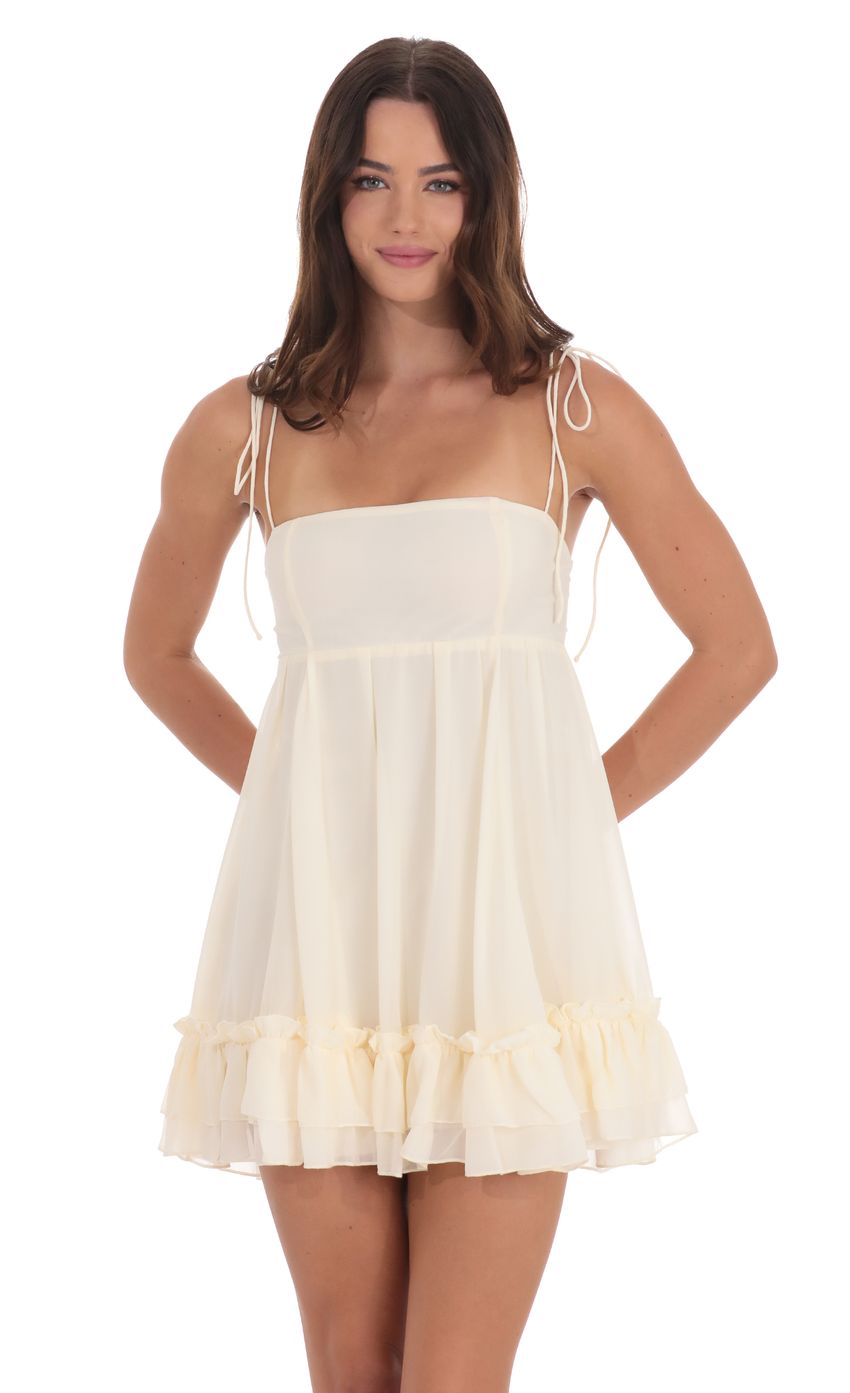 Chiffon Babydoll Dress in Cream