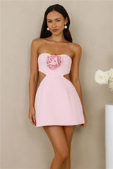 Rose Beauty Strapless Mini Dress