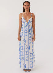 Flora Linen Maxi Dress - Floral Wave