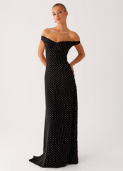 Melany Maxi Dress - Black Polka Dot