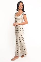Elke Maxi Dress - Black Dot