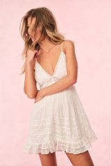 Alonna Cotton Lace-Trimmed Mini Dress - WHITE