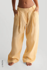 Sheveta The Ivy Wide-Leg Linen Trousers - Mango Creme