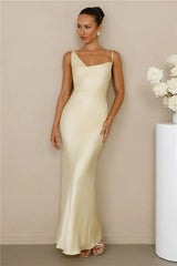 The Madeline Cowl Satin Maxi Dress Yellow