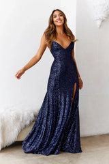 Dear Emilia Shimmer Lake Maxi Dress Navy Sequins