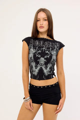 Worship Turmoil Hook N Eye Top Black