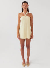 Keira Linen Mini Dress - Lemon
