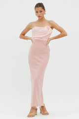 Karaline Strapless Bust Accent Maxi Dress Blush