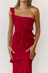 Out Late Look Great One Shoulder Maxi Dress Red