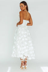 Dori Floral Embellished Midi Dress White