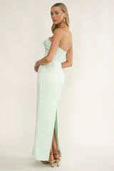 Fleur Sky Strapless Pleat Bust Maxi Dress Mint